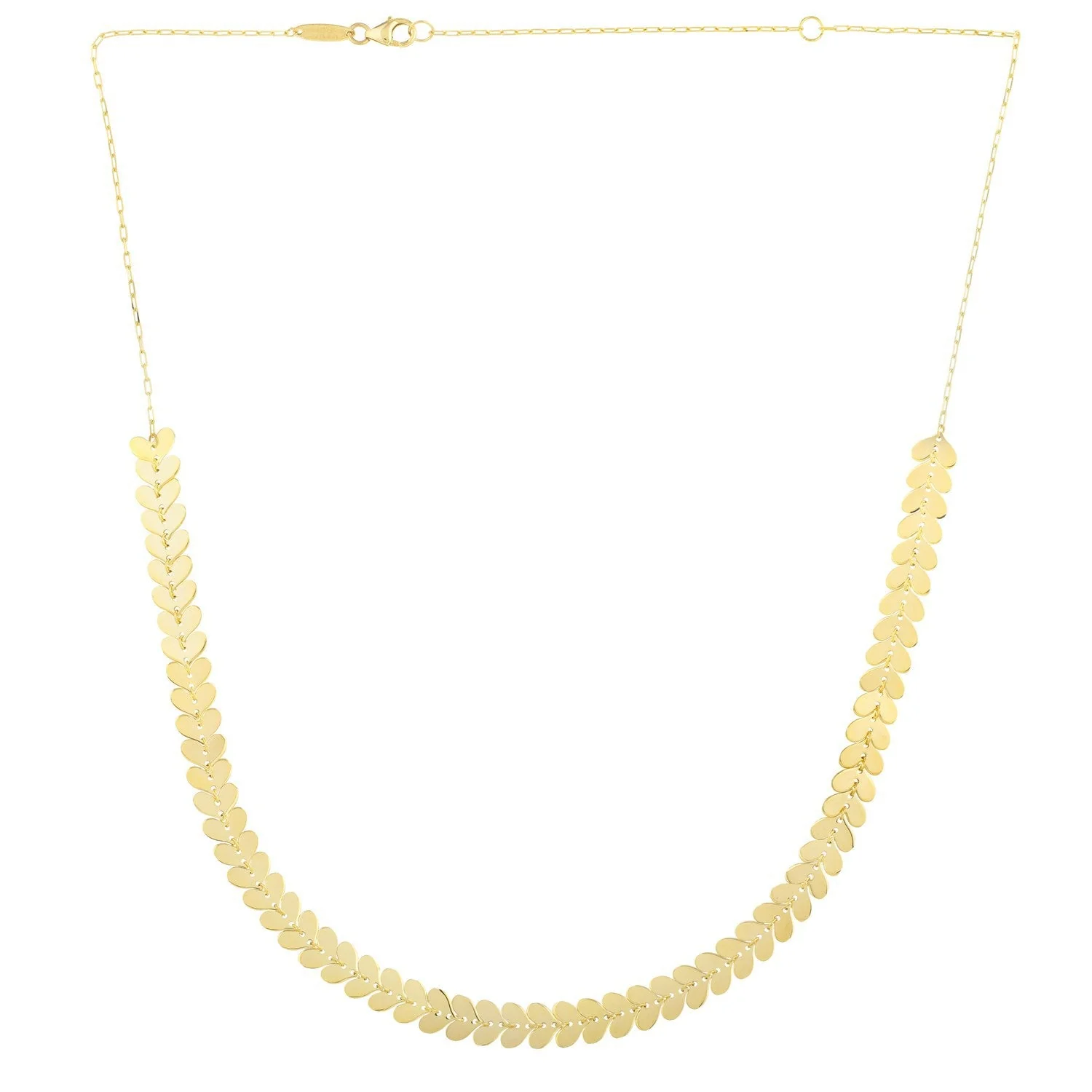 14k Yellow Gold Polished Heart Link Chain Necklace - Image 2