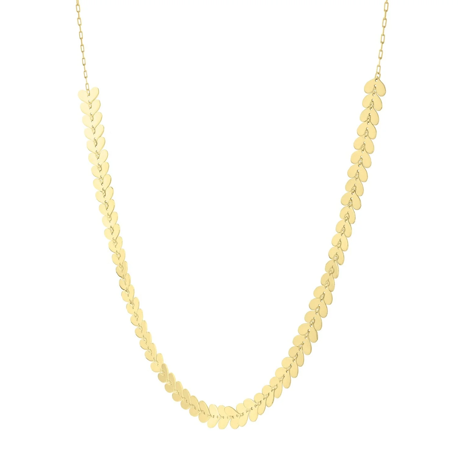 14k Yellow Gold Polished Heart Link Chain Necklace - Image 3