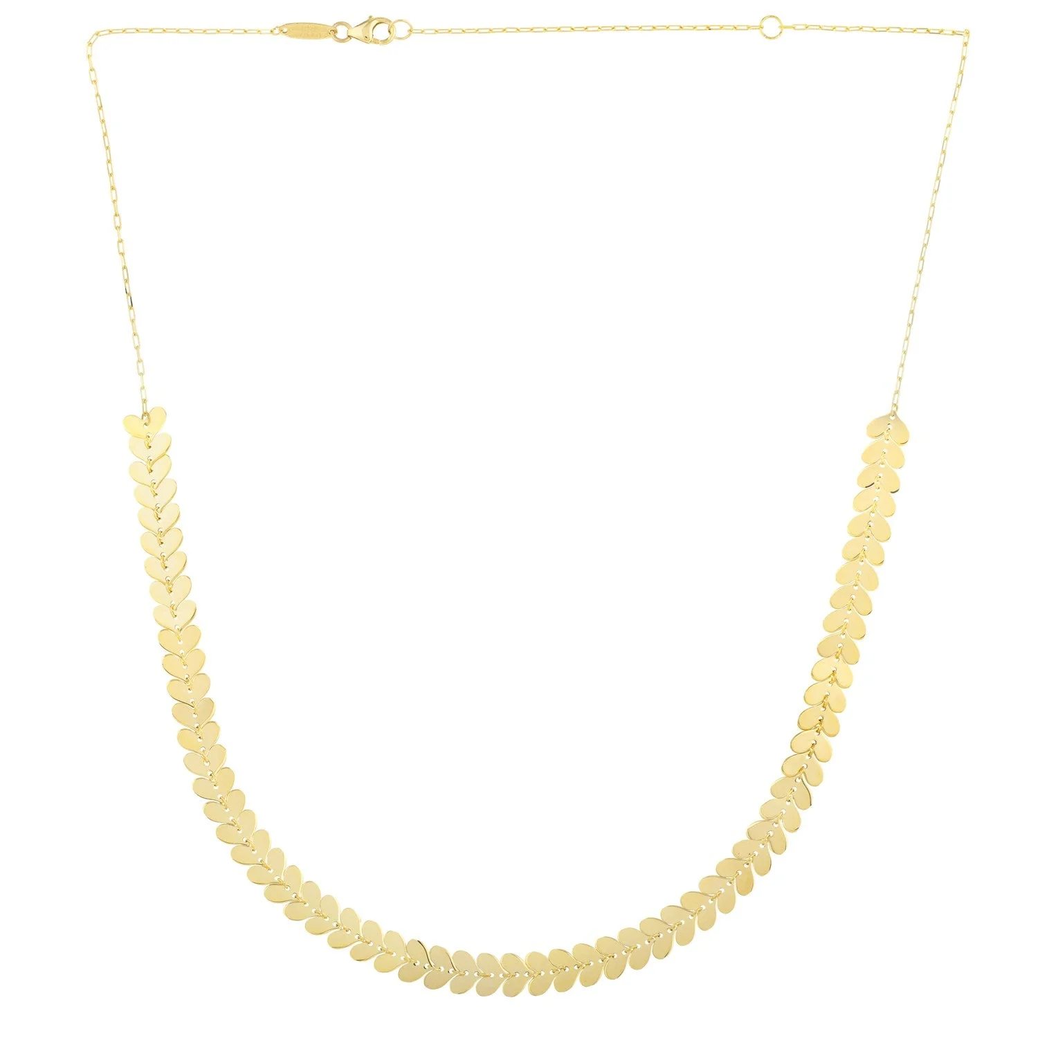 14k Yellow Gold Polished Heart Link Chain Necklace - Image 4