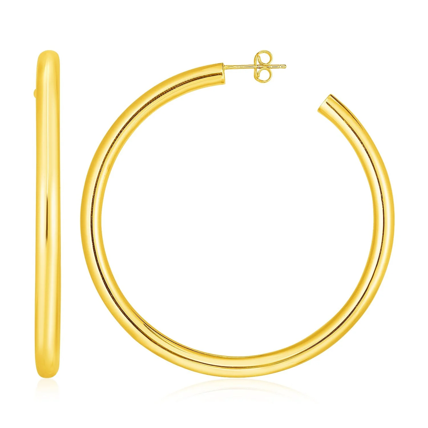 14k Yellow Gold Polished Hoop Earrings - Image 2