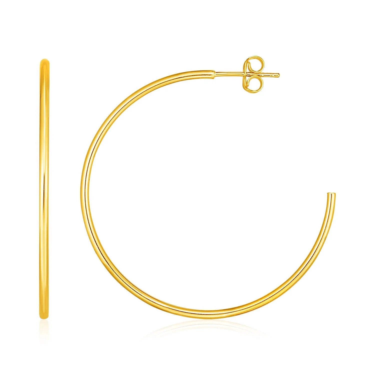 14k Yellow Gold Polished Hoop Earrings - Image 2