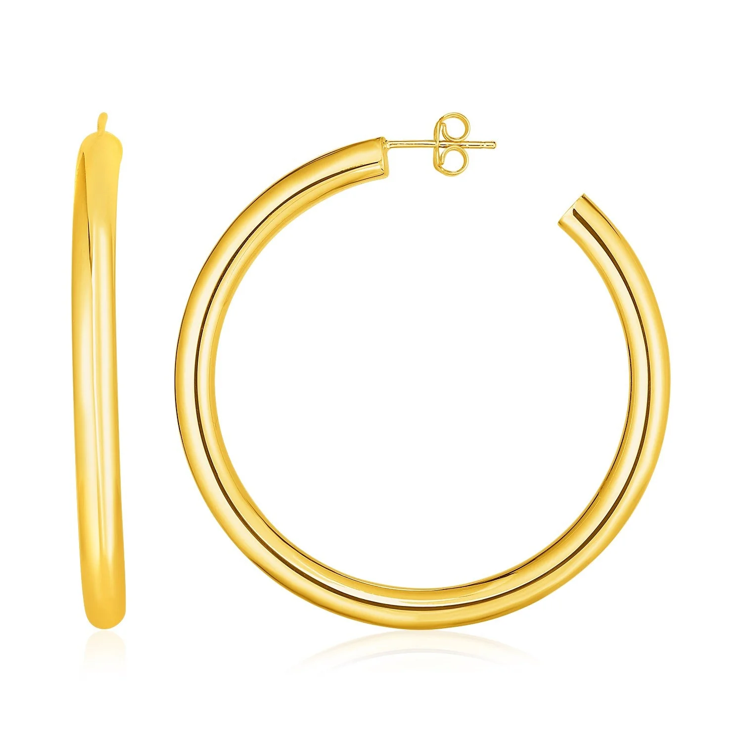 14k Yellow Gold Polished Hoop Earrings - Image 2