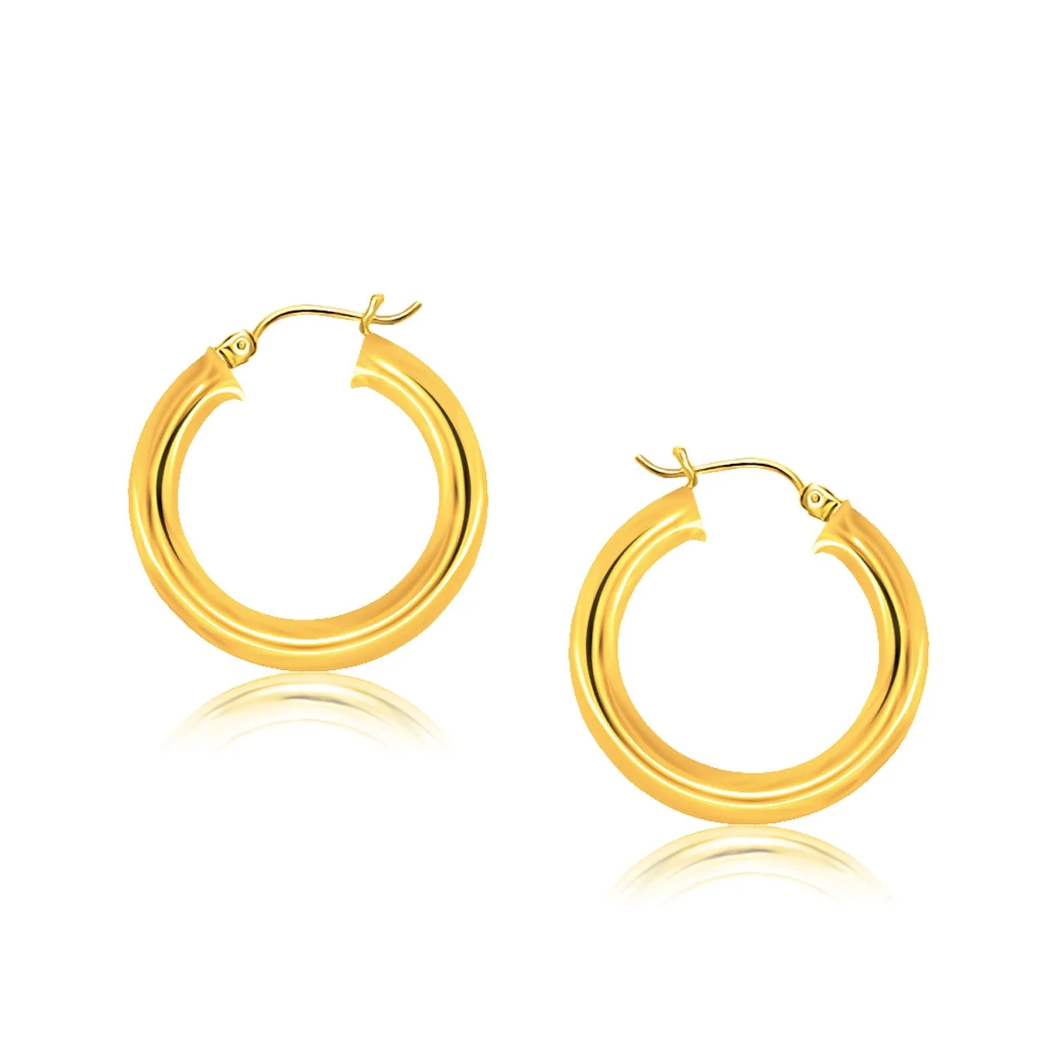 14k Yellow Gold Polished Hoop Earrings (30 mm) - Image 2