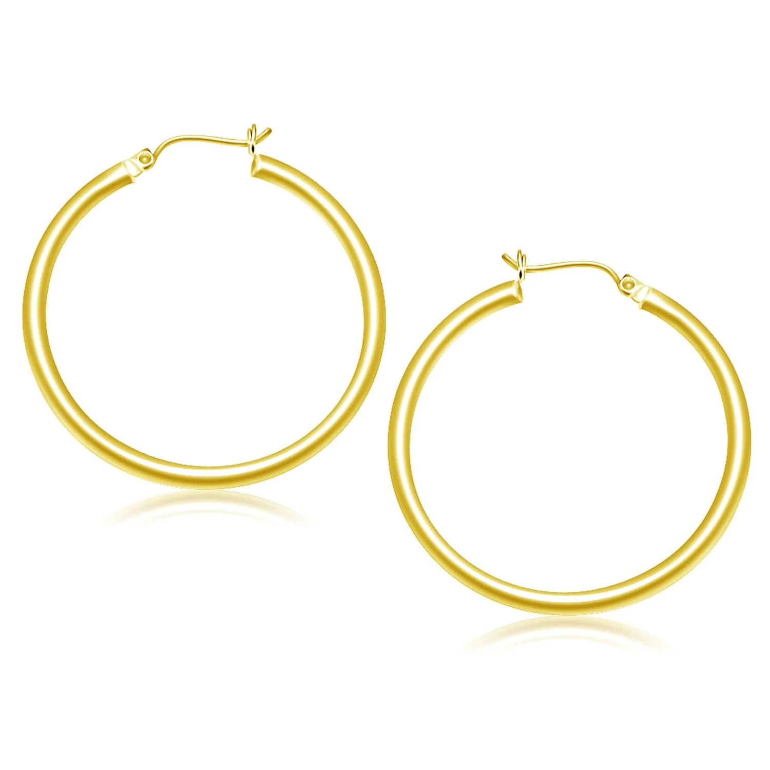 14k Yellow Gold Polished Hoop Earrings (40 mm) - Image 2