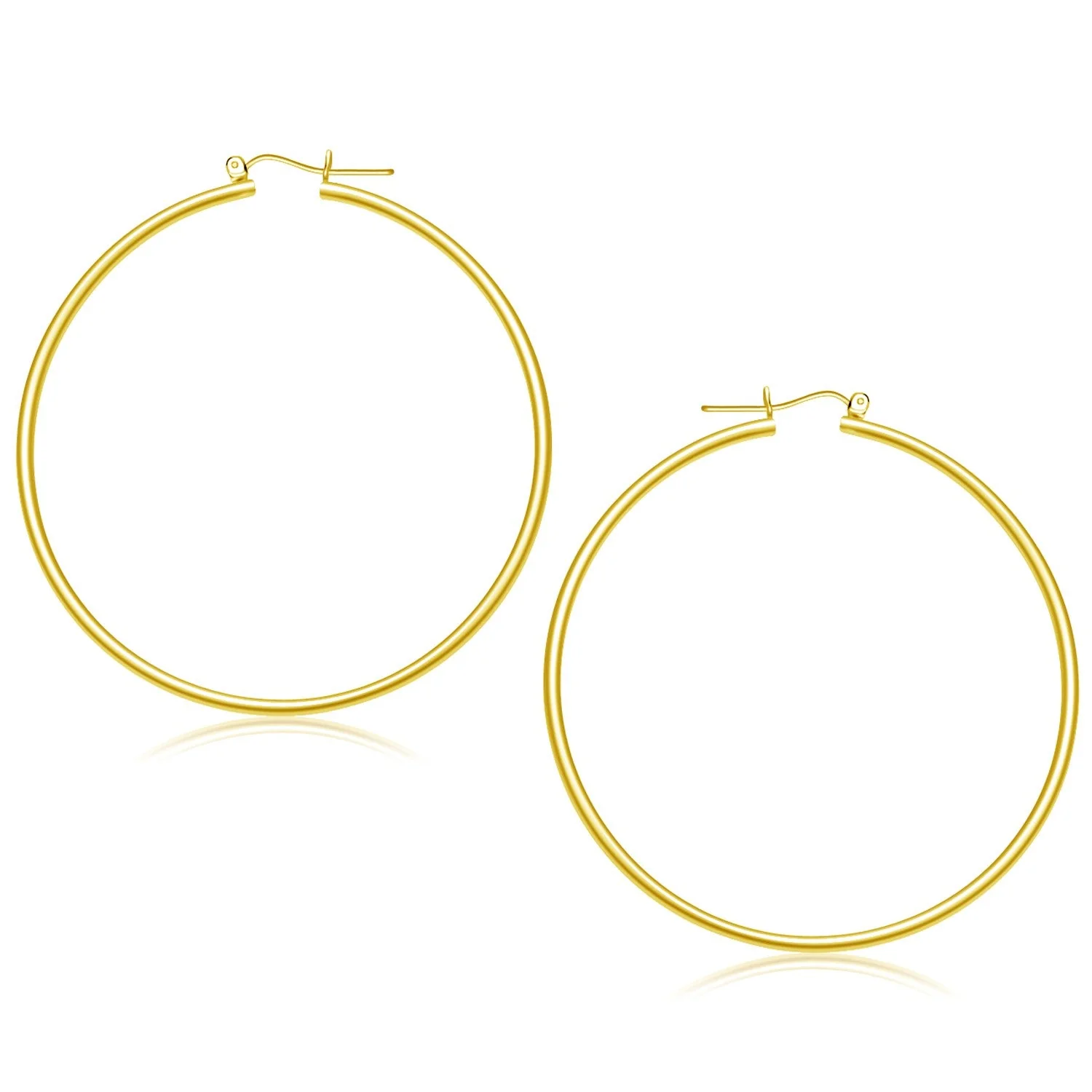14k Yellow Gold Polished Hoop Earrings (55 mm) - Image 2