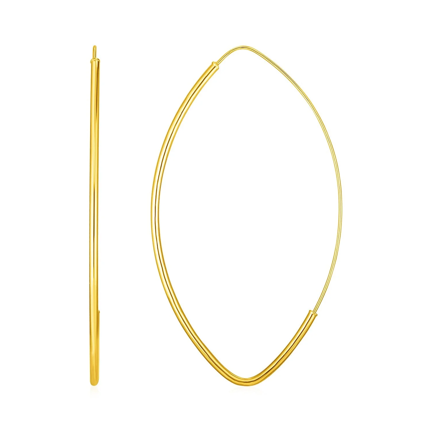 14k Yellow Gold Polished Long Marquise Motif Earrings - Image 2