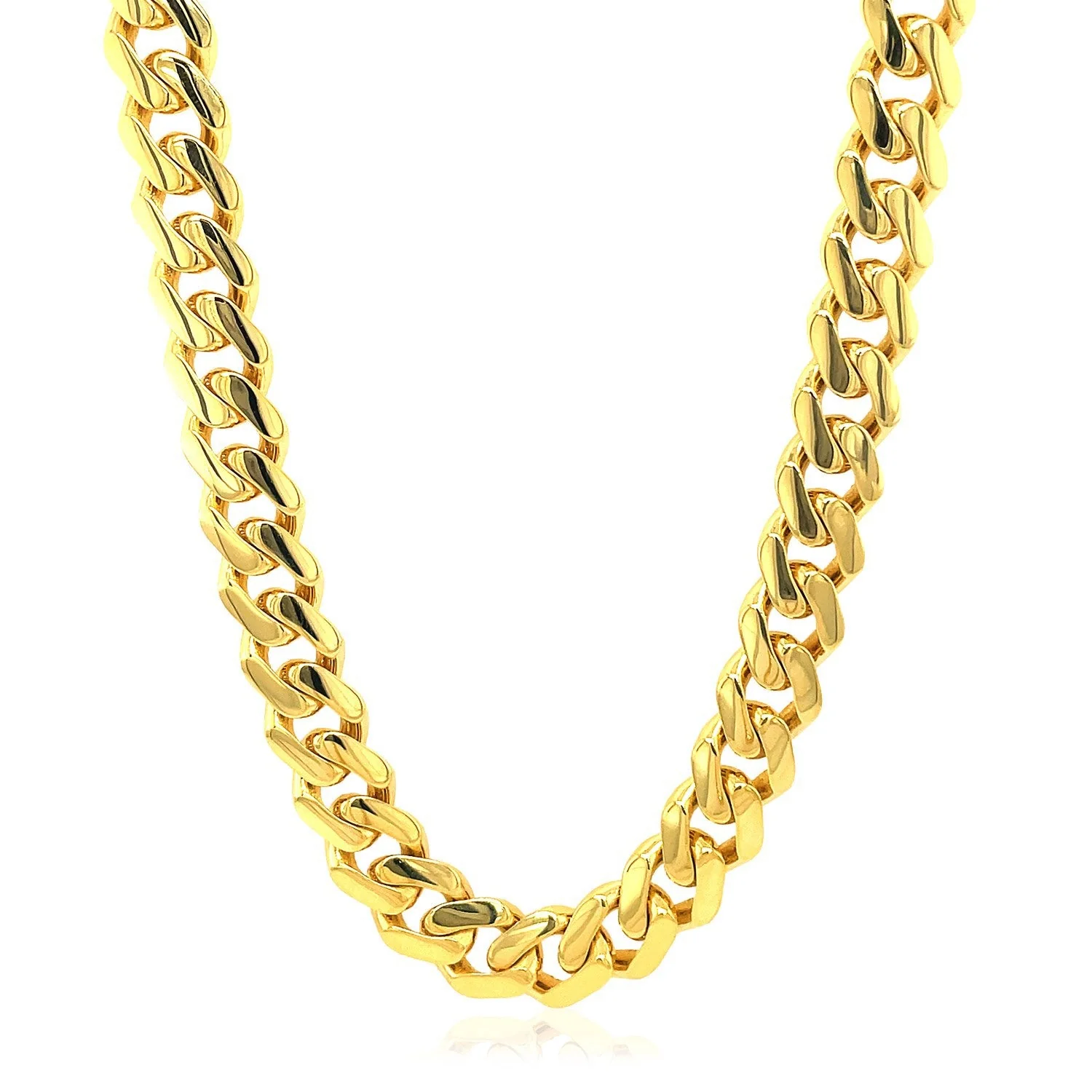 14k Yellow Gold Polished Miami Cuban Chain Necklace - Image 4