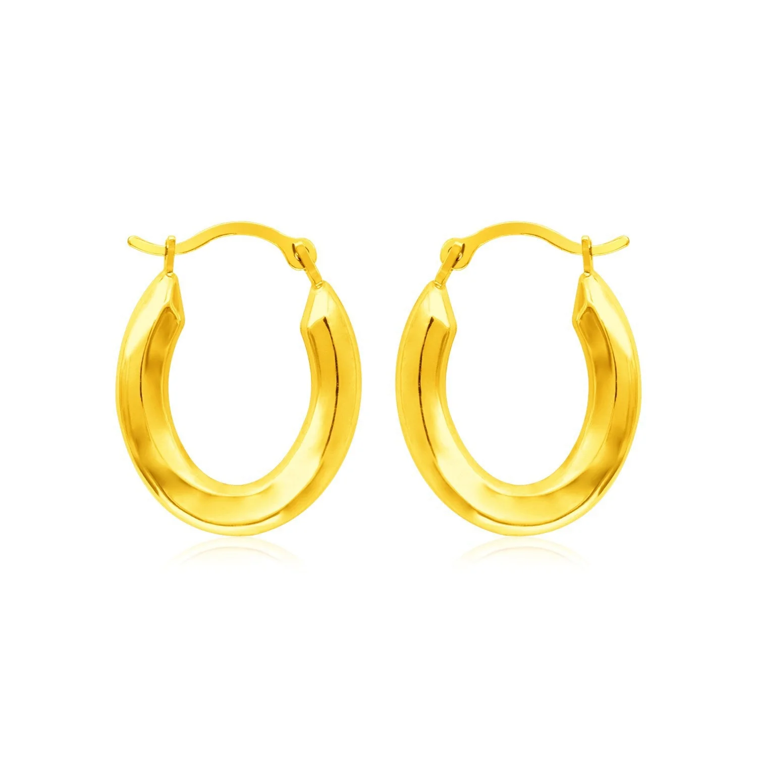 14k Yellow Gold Polished Oval Hoop Earrings