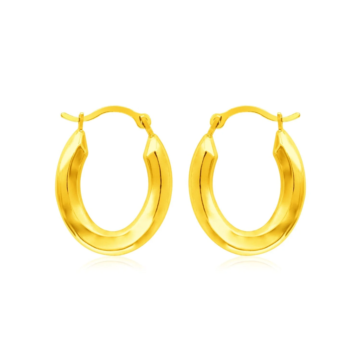 14k Yellow Gold Polished Oval Hoop Earrings - Image 2