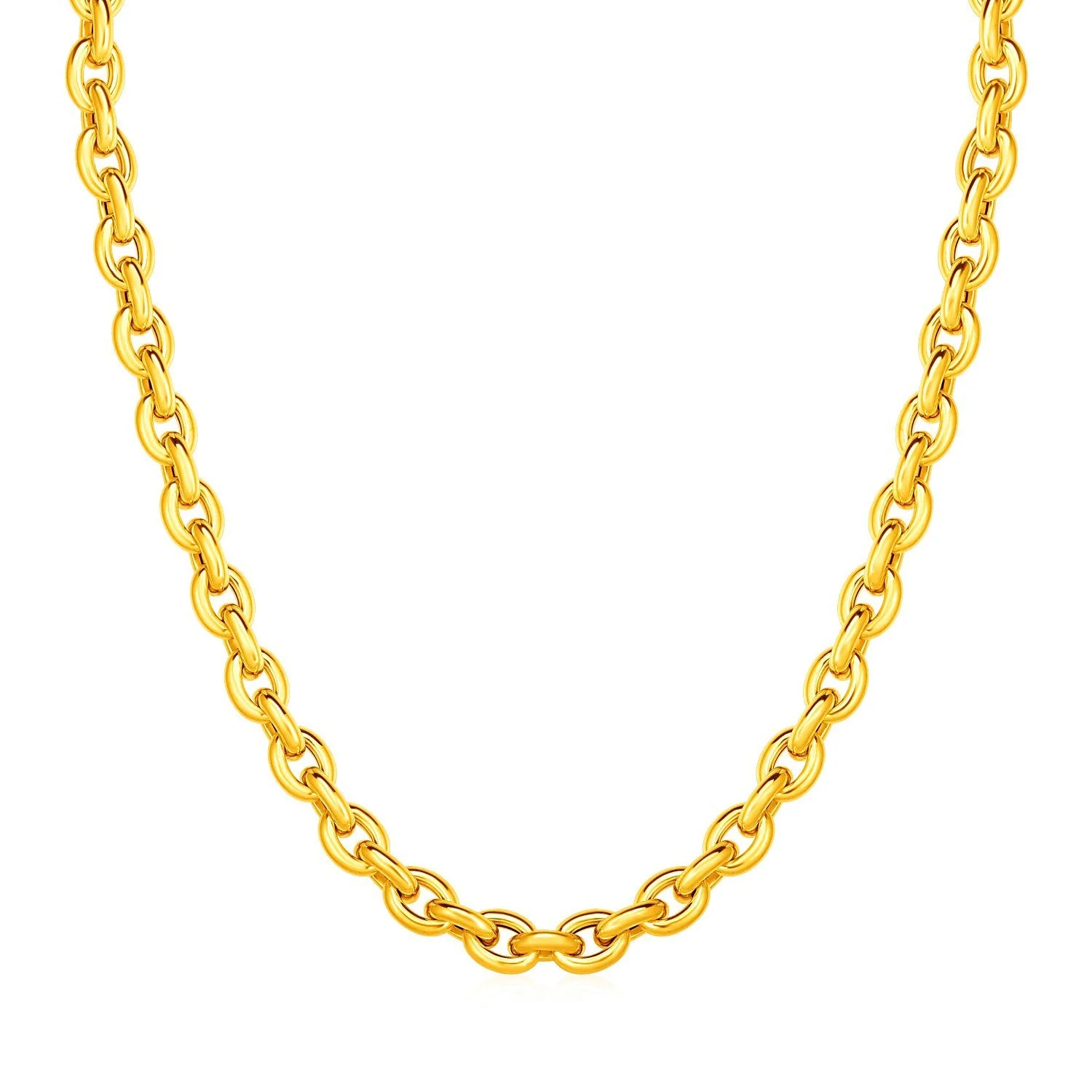 14k Yellow Gold Polished Oval Link Necklace - Image 3