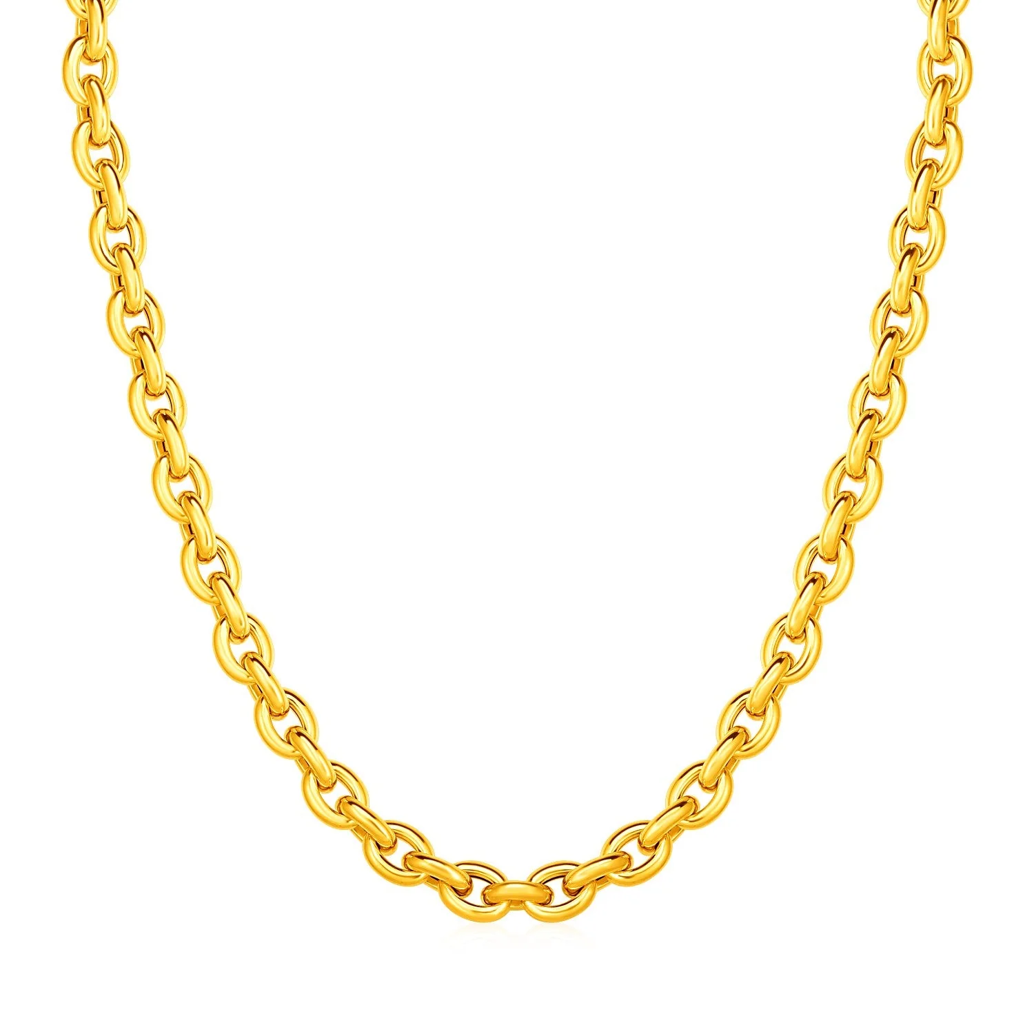 14k Yellow Gold Polished Oval Link Necklace - Image 4