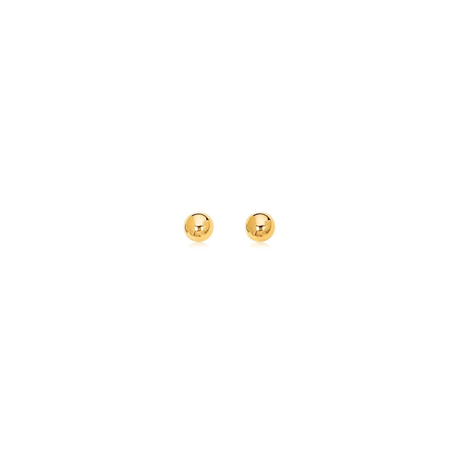 14k Yellow Gold Polished Round Stud Earrings - Image 4