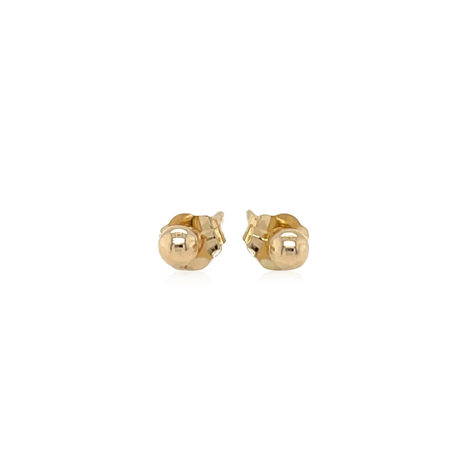 14k Yellow Gold Polished Round Stud Earrings - Image 5