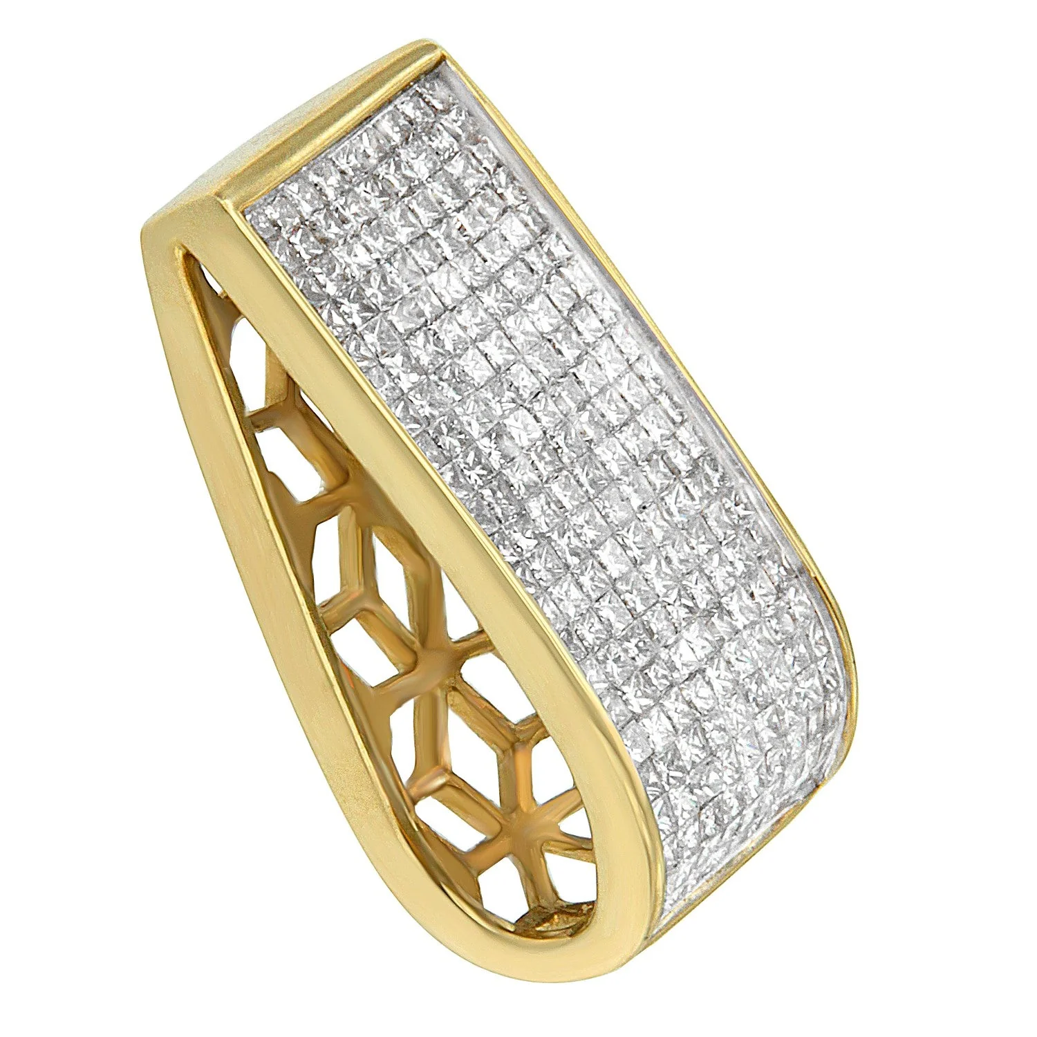 14K Yellow Gold Princess Cut Diamond Block Pendant Necklace (2 5/8 cttw, H-I Color, SI2-I1 Clarity) - Image 2