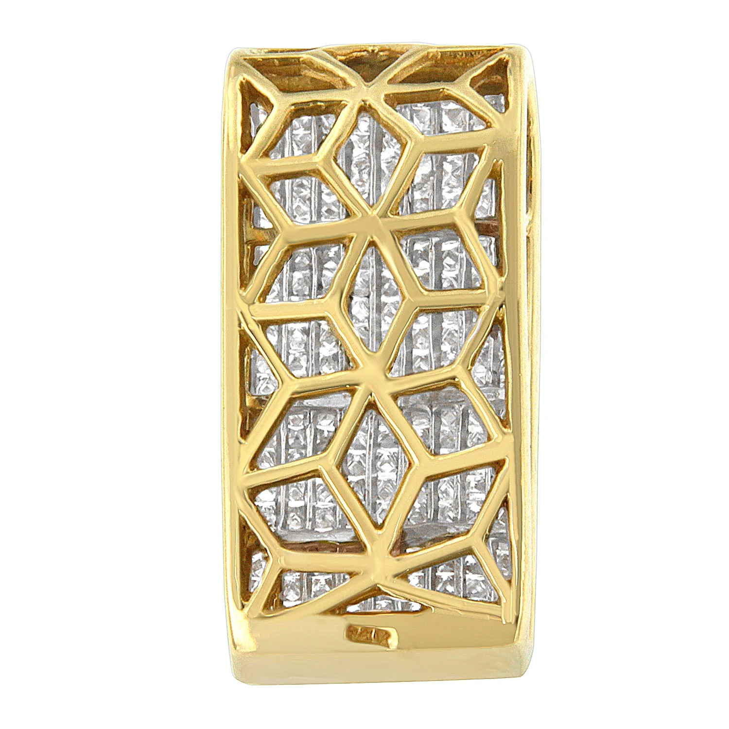 14K Yellow Gold Princess Cut Diamond Block Pendant Necklace (2 5/8 cttw, H-I Color, SI2-I1 Clarity) - Image 3