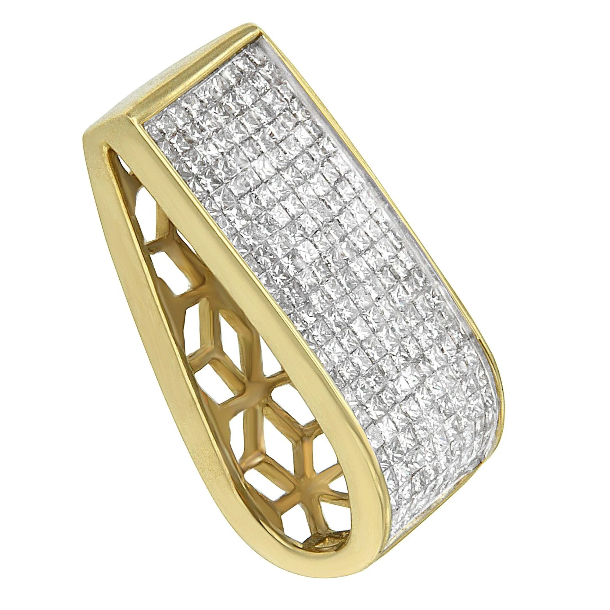 14K Yellow Gold Princess Cut Diamond Block Pendant Necklace (2 5/8 cttw, H-I Color, SI2-I1 Clarity) - Image 6