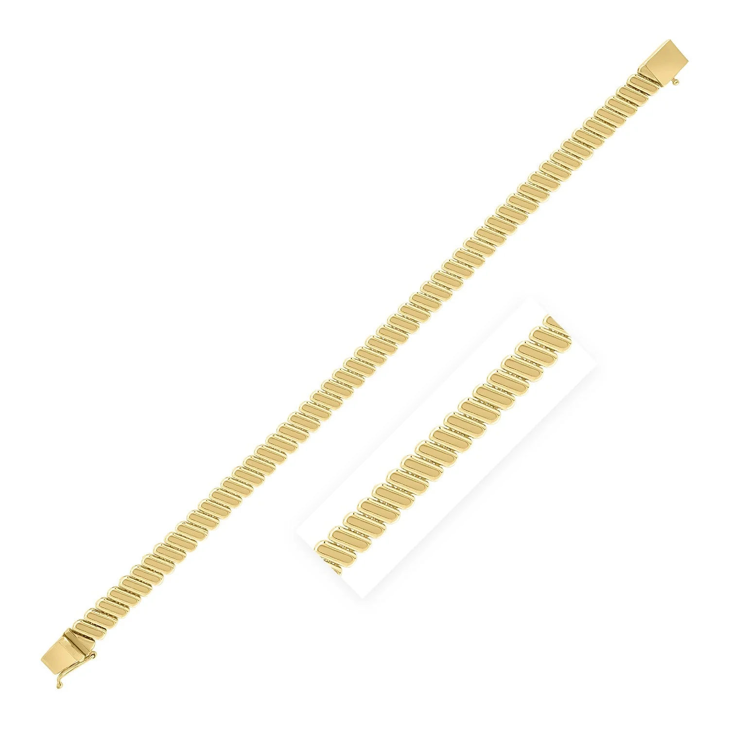 14k Yellow Gold Rib Link Bracelet (7.00 mm) - Image 3