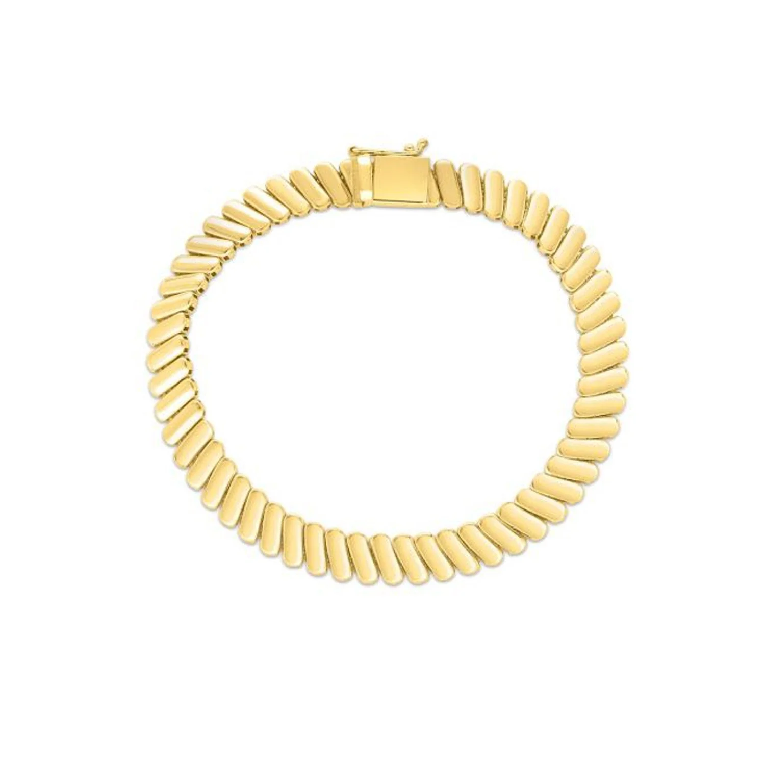 14k Yellow Gold Rib Link Bracelet (7.00 mm) - Image 4