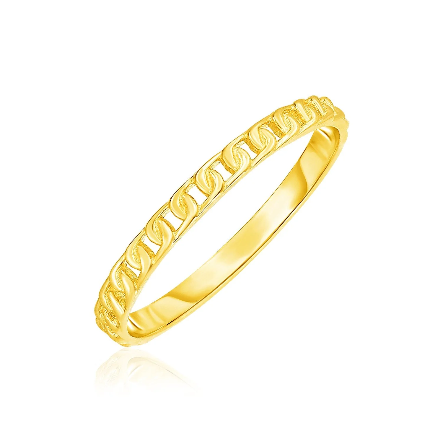 14k Yellow Gold Ring with Bead Texture - Image 2