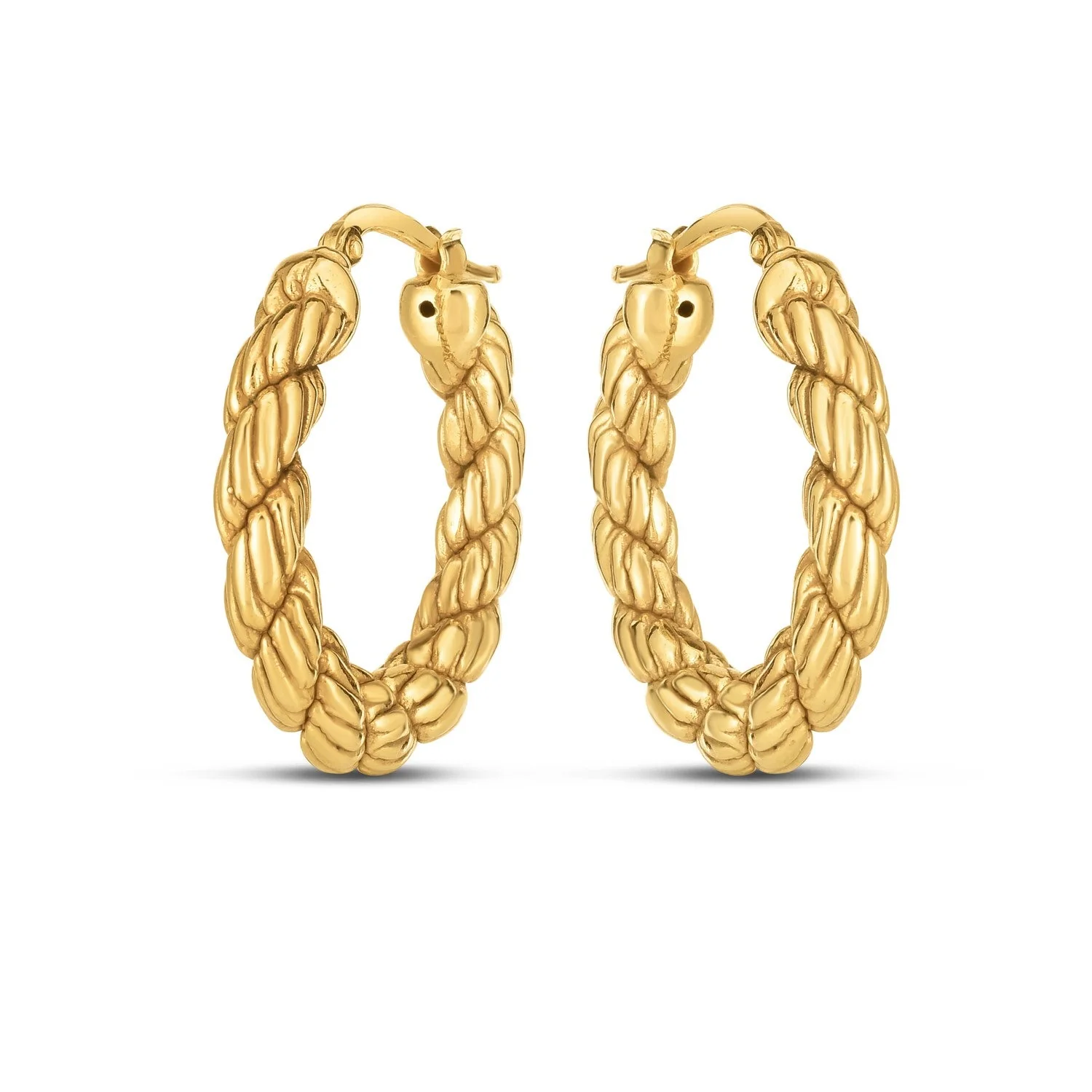 14k Yellow Gold Rope Hoop Earrings - Image 4