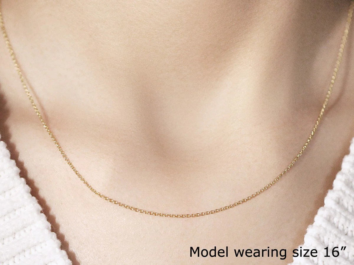 14k Yellow Gold Round Cable Link Chain 1.1mm - Image 10