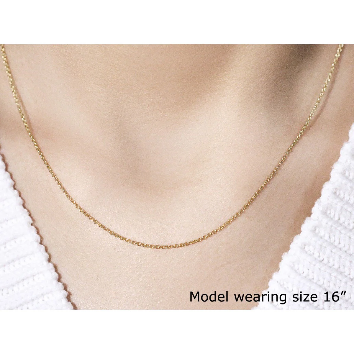14k Yellow Gold Round Cable Link Chain 1.3mm - Image 4