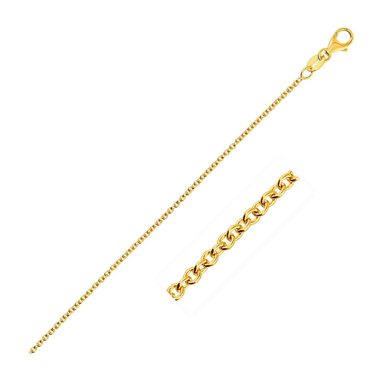 14k Yellow Gold Round Cable Link Chain 1.3mm - Image 6