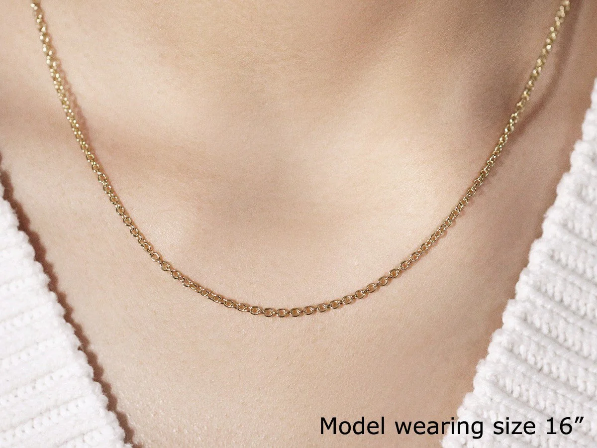 14k Yellow Gold Round Cable Link Chain 1.9mm - Image 12