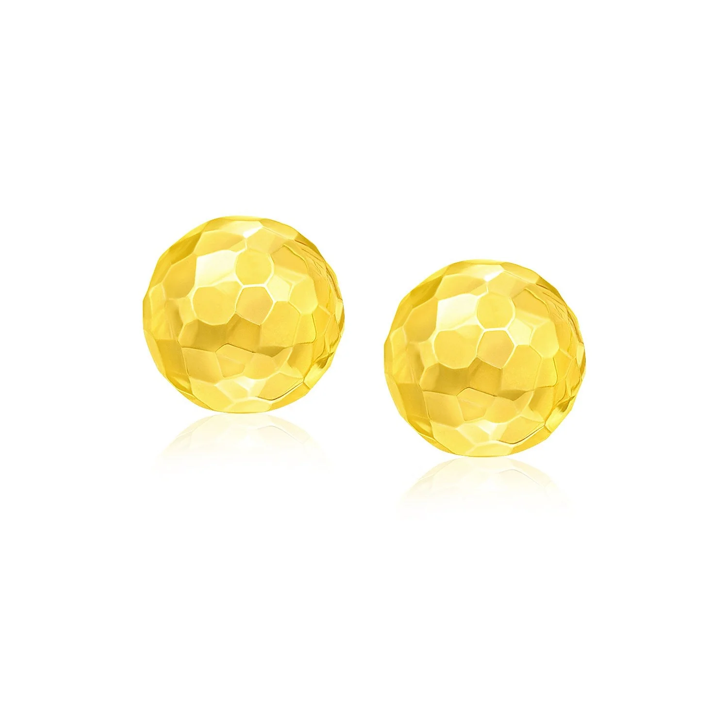14k Yellow Gold Round Faceted Style Stud Earrings - Image 2