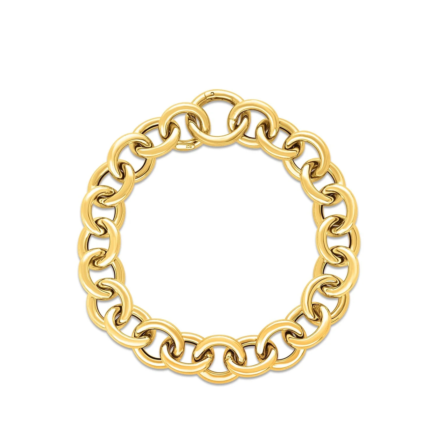 14k Yellow Gold Round Link Bracelet (11.60 mm) - Image 4