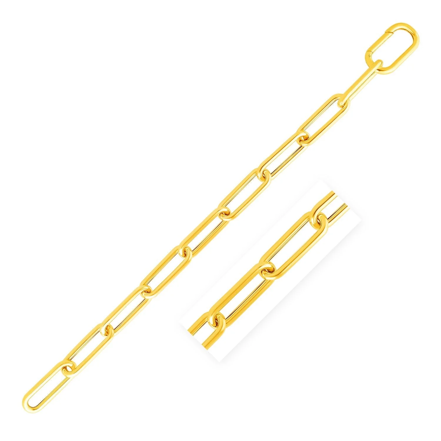 14k Yellow Gold Rounded Paperclip Chain Necklace - Image 8