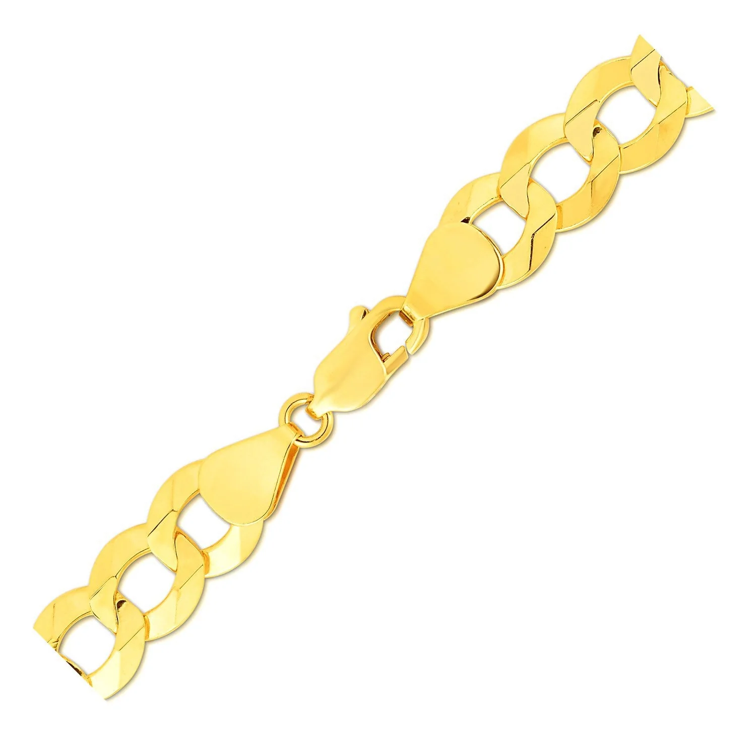 14k Yellow Gold Solid Curb Bracelet 10.0mm - Image 3