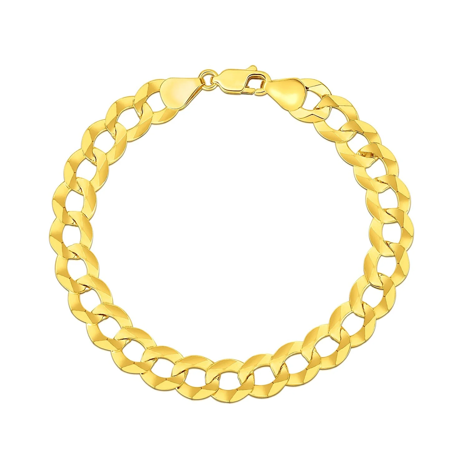 14k Yellow Gold Solid Curb Bracelet 10.0mm - Image 6