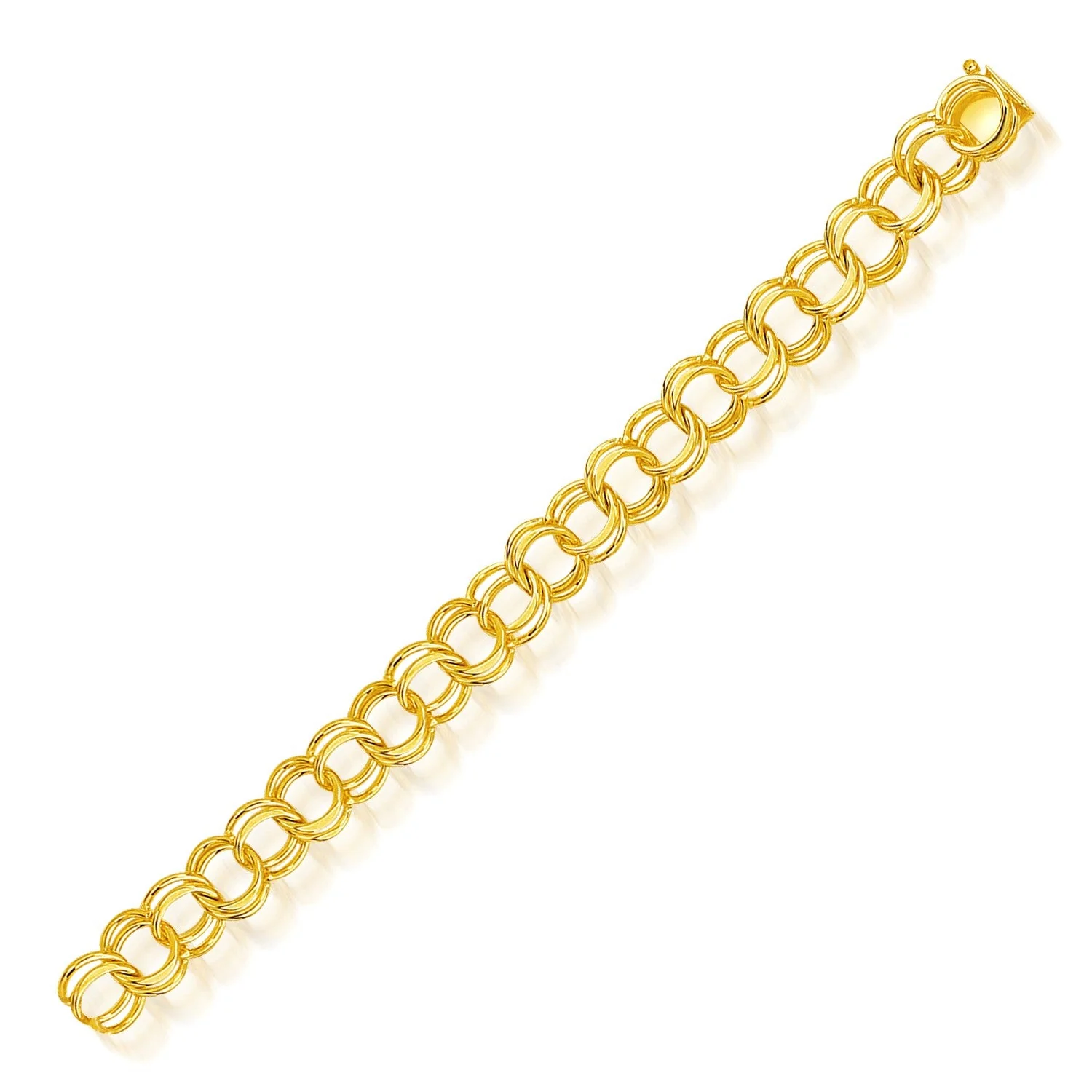 14k Yellow Gold Solid Double Link Charm Bracelet 10.0mm - Image 2