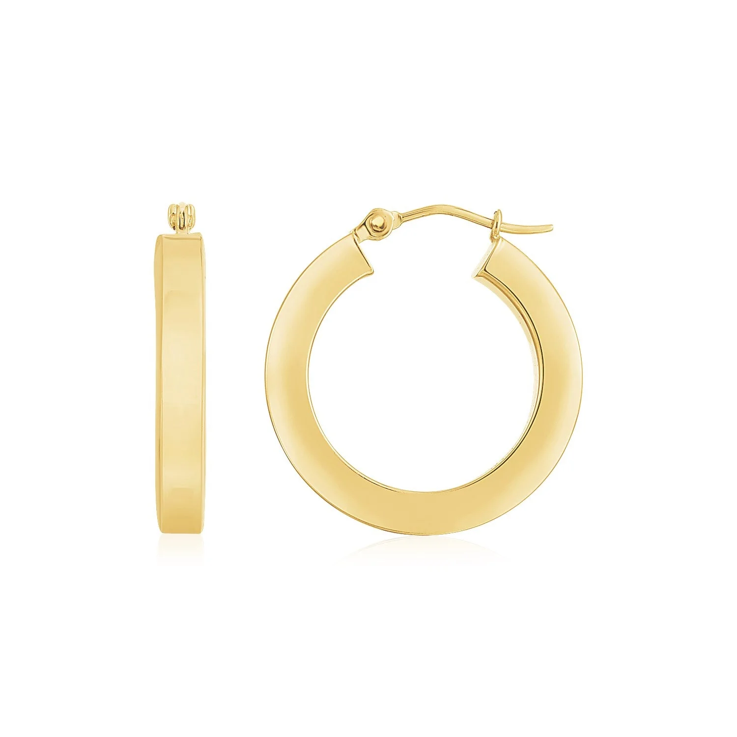14K Yellow Gold Square Tube Hoop Earrings - Image 3