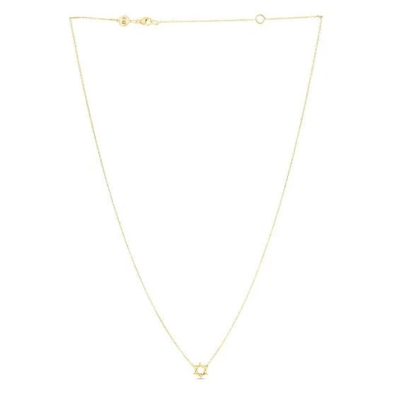 14k Yellow Gold Star of David Necklace - Image 4