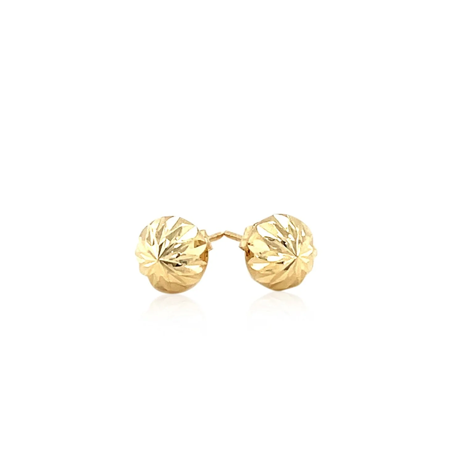 14k Yellow Gold Textured Flat Style Stud Earrings - Image 5