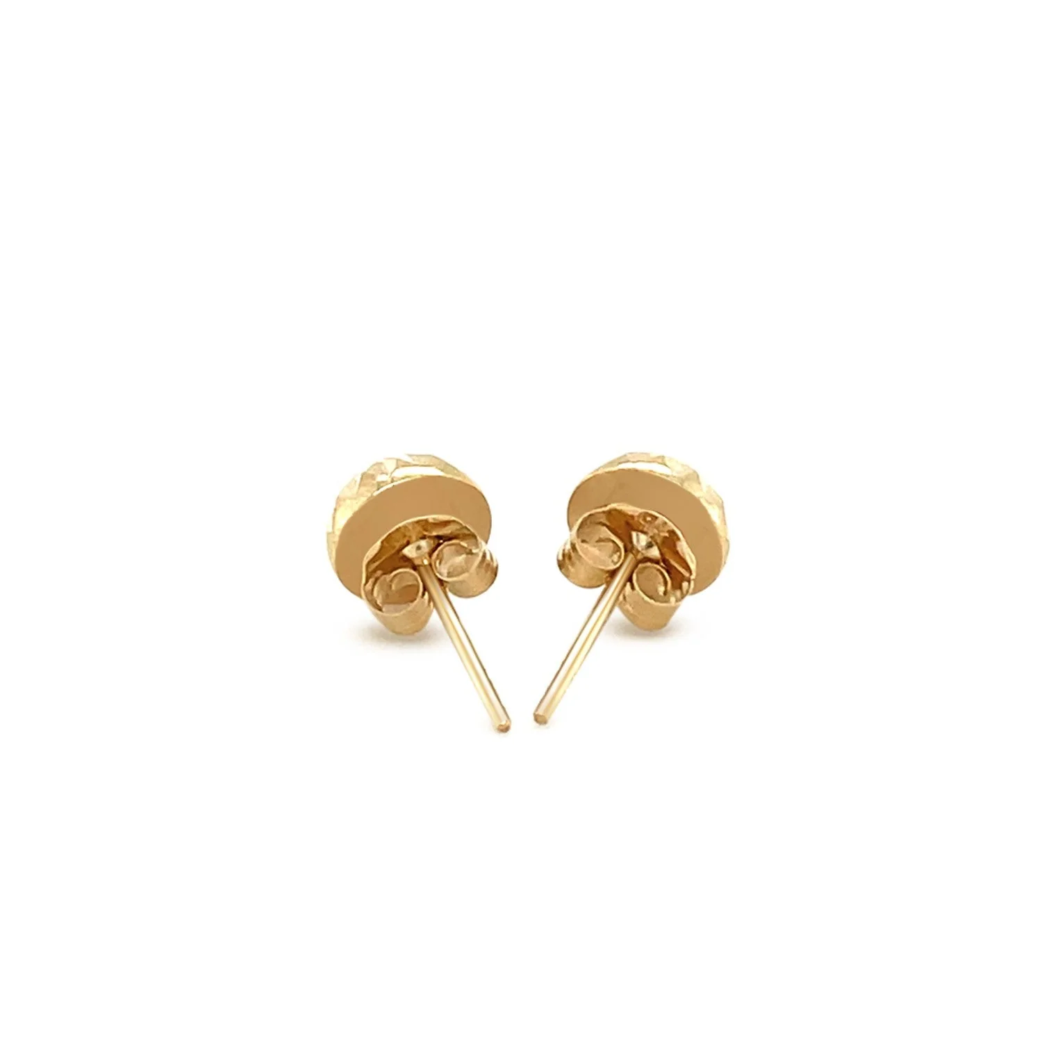 14k Yellow Gold Textured Flat Style Stud Earrings - Image 6
