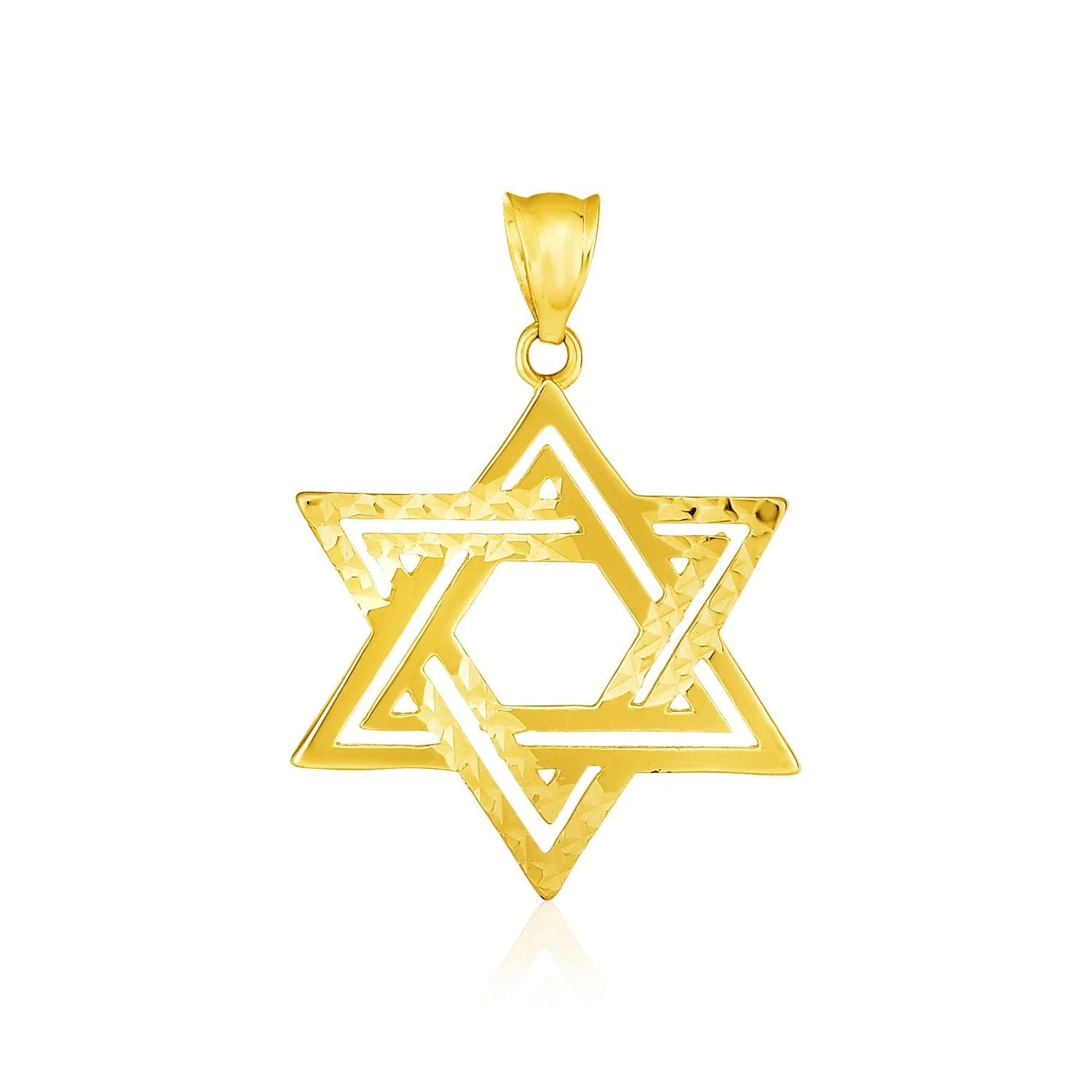 14k Yellow Gold Textured Star of David Pendant - Image 2