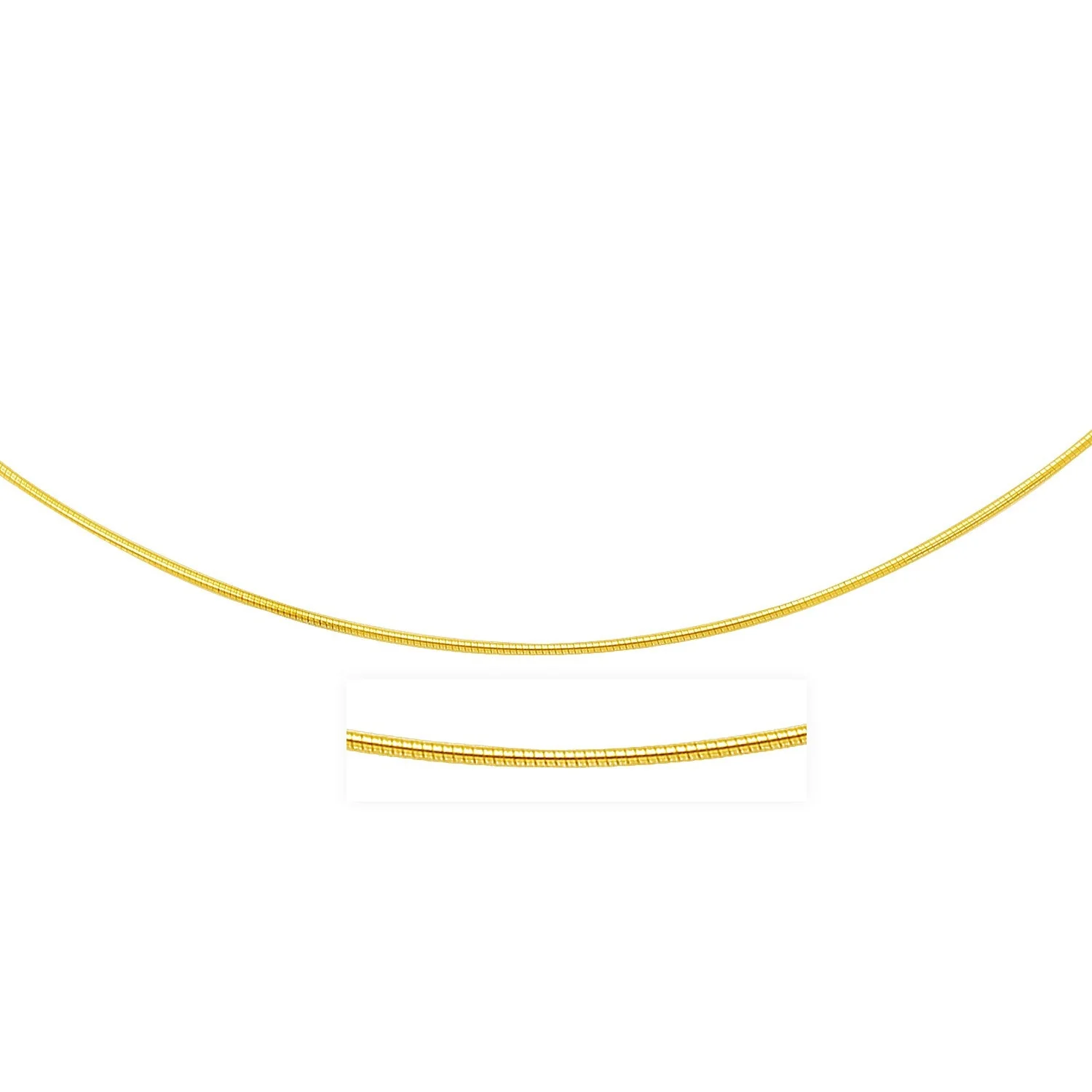 14k Yellow Gold Thin Motif Round Omega Necklace - Image 4