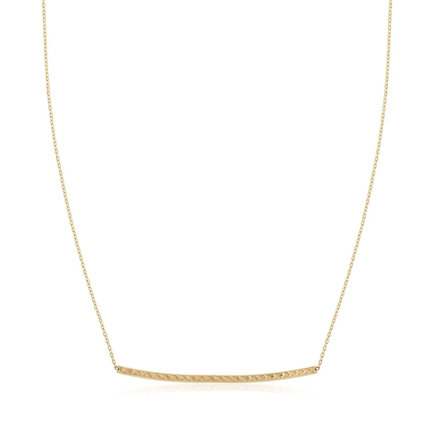 14k Yellow Gold Thin Textured Bar Necklace