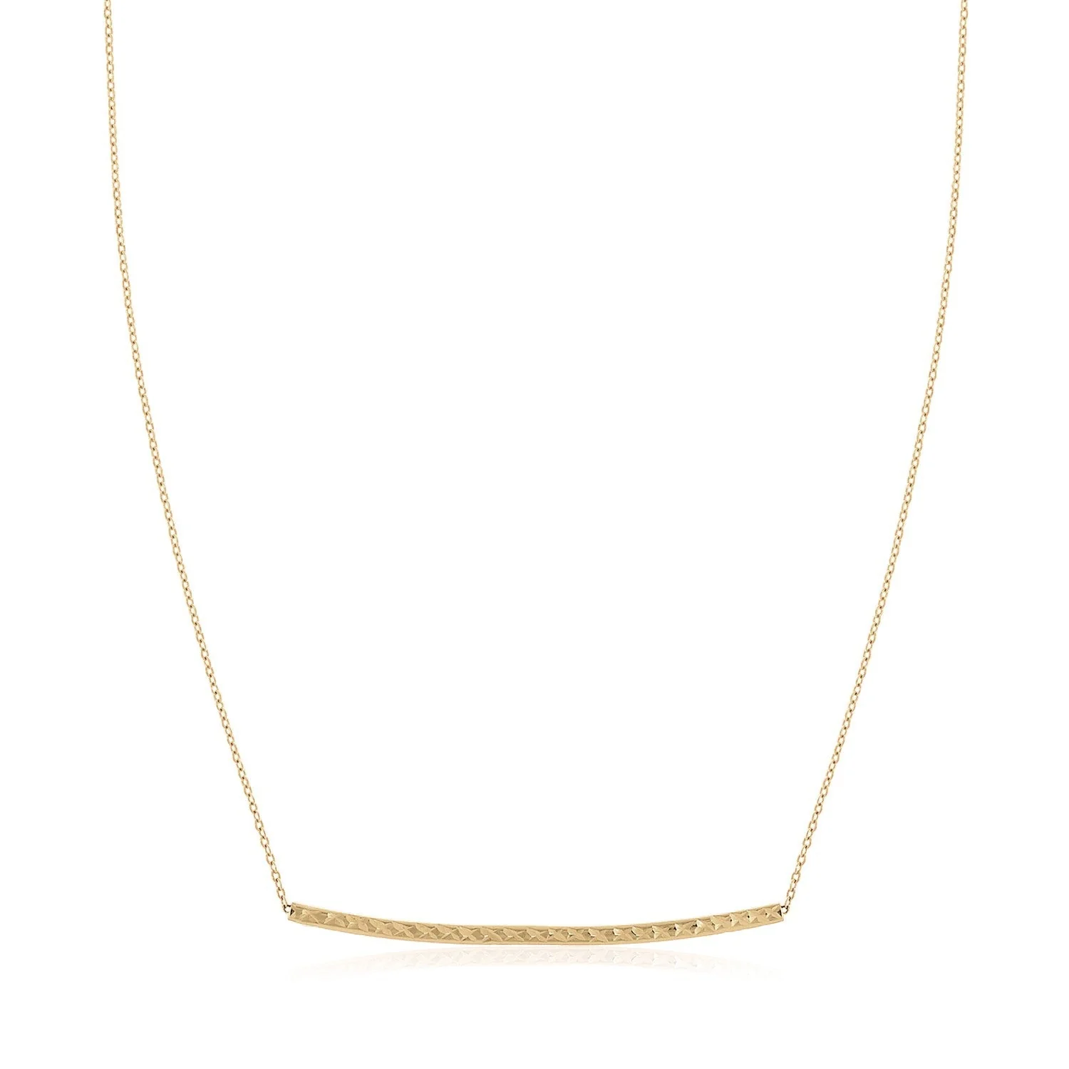 14k Yellow Gold Thin Textured Bar Necklace - Image 6