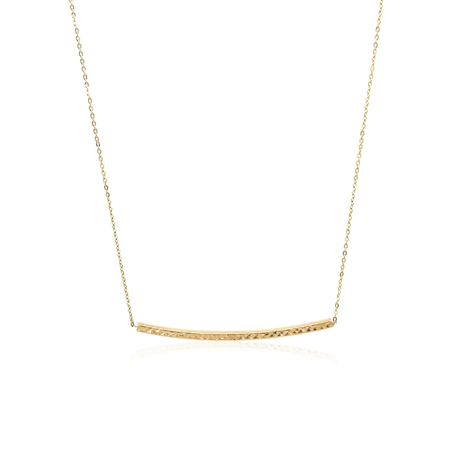 14k Yellow Gold Thin Textured Bar Necklace - Image 8