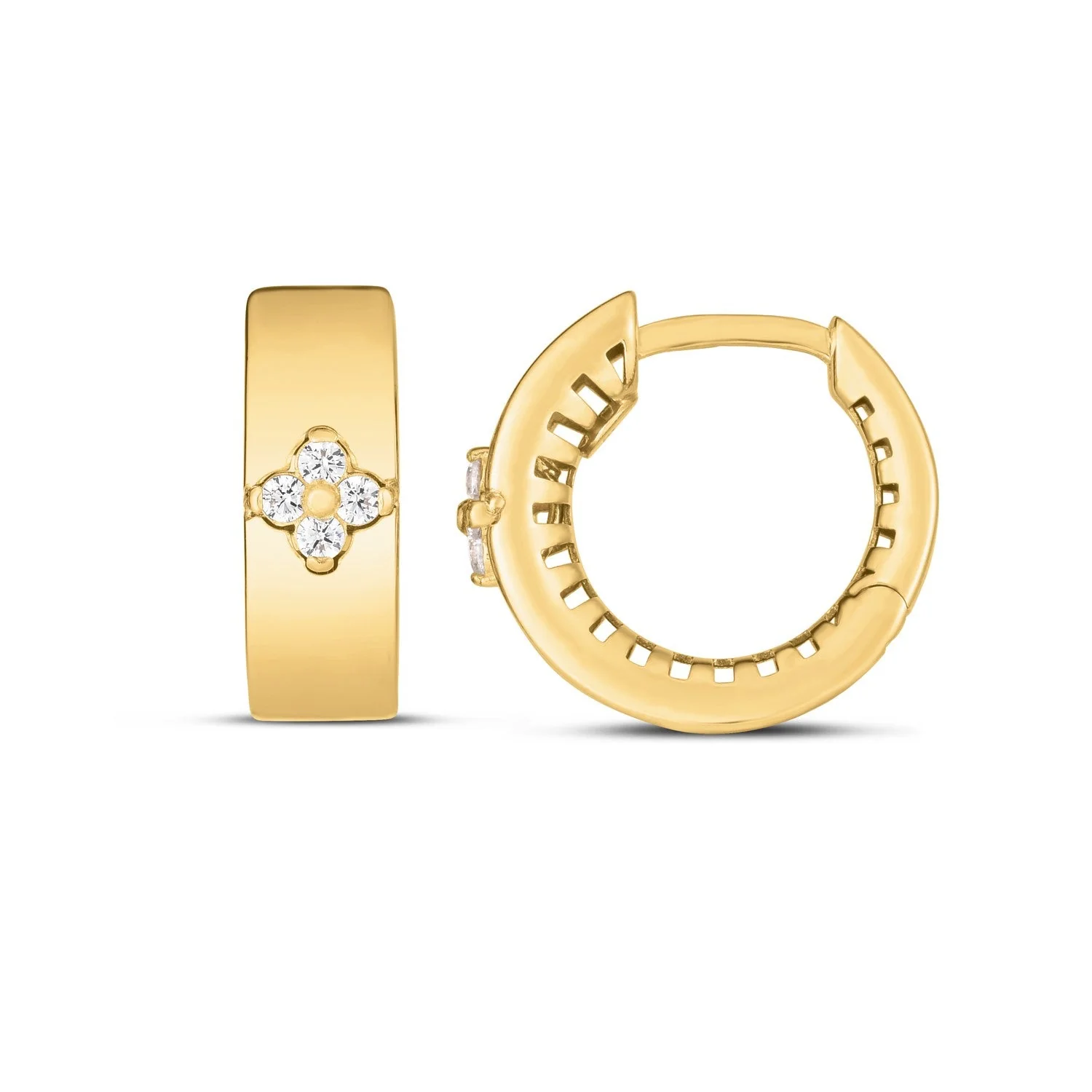 14k Yellow Gold Trilogy Diamond Clover Earrings - Image 3