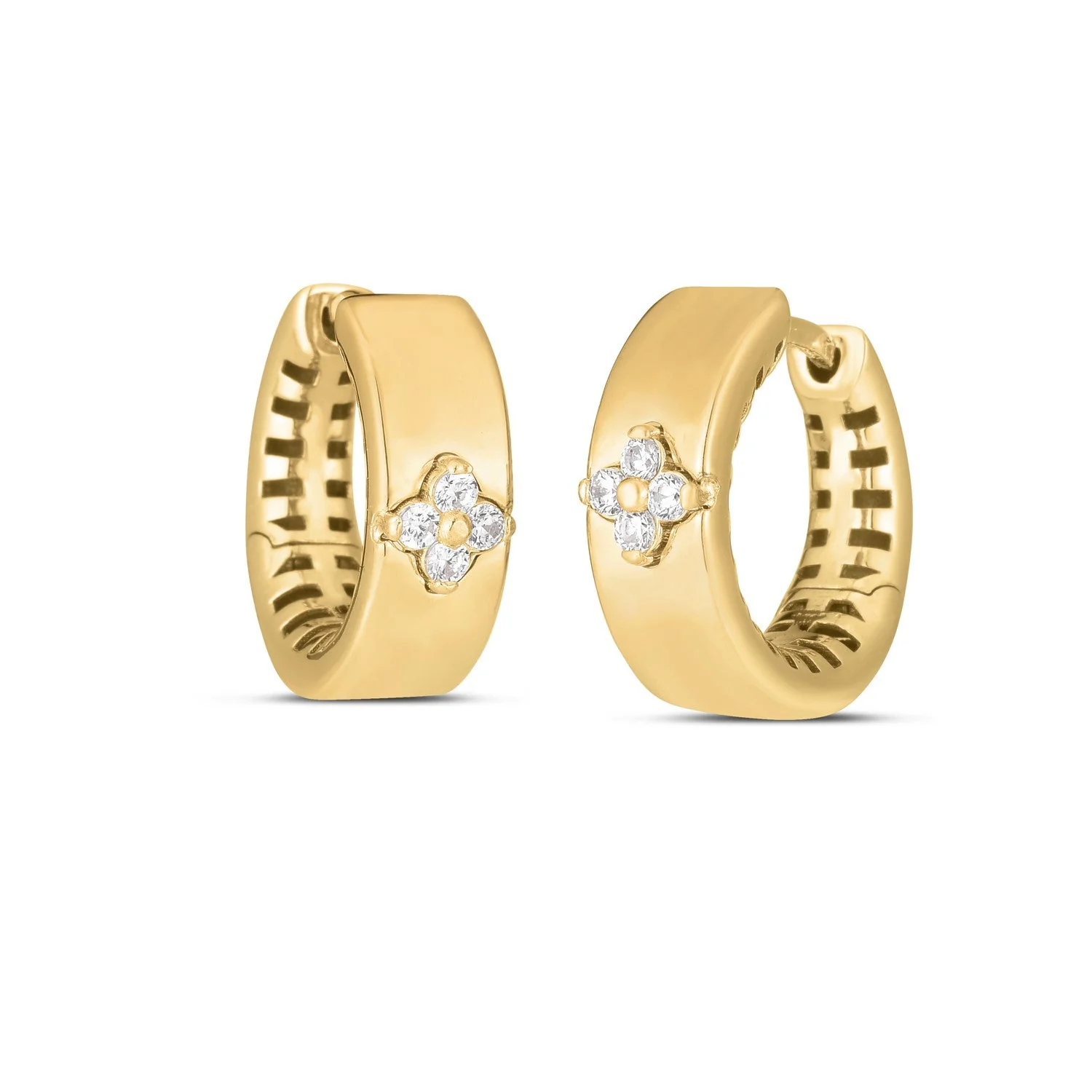 14k Yellow Gold Trilogy Diamond Clover Earrings - Image 4