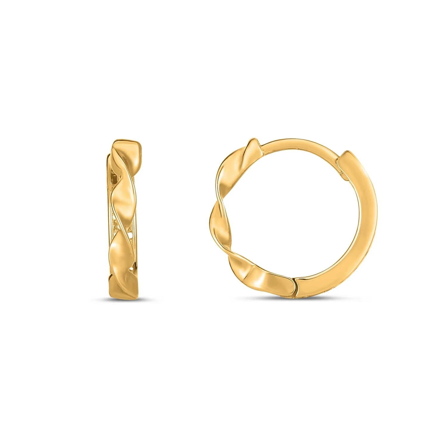 14k Yellow Gold Twist Huggie Hoops - Image 3