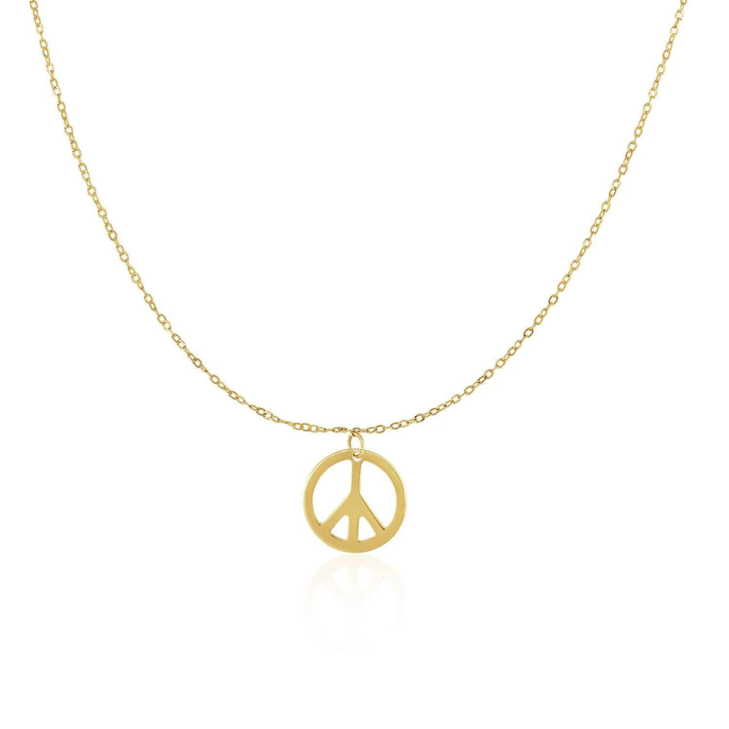 14k Yellow Gold with Peace Symbol Pendant - Image 4