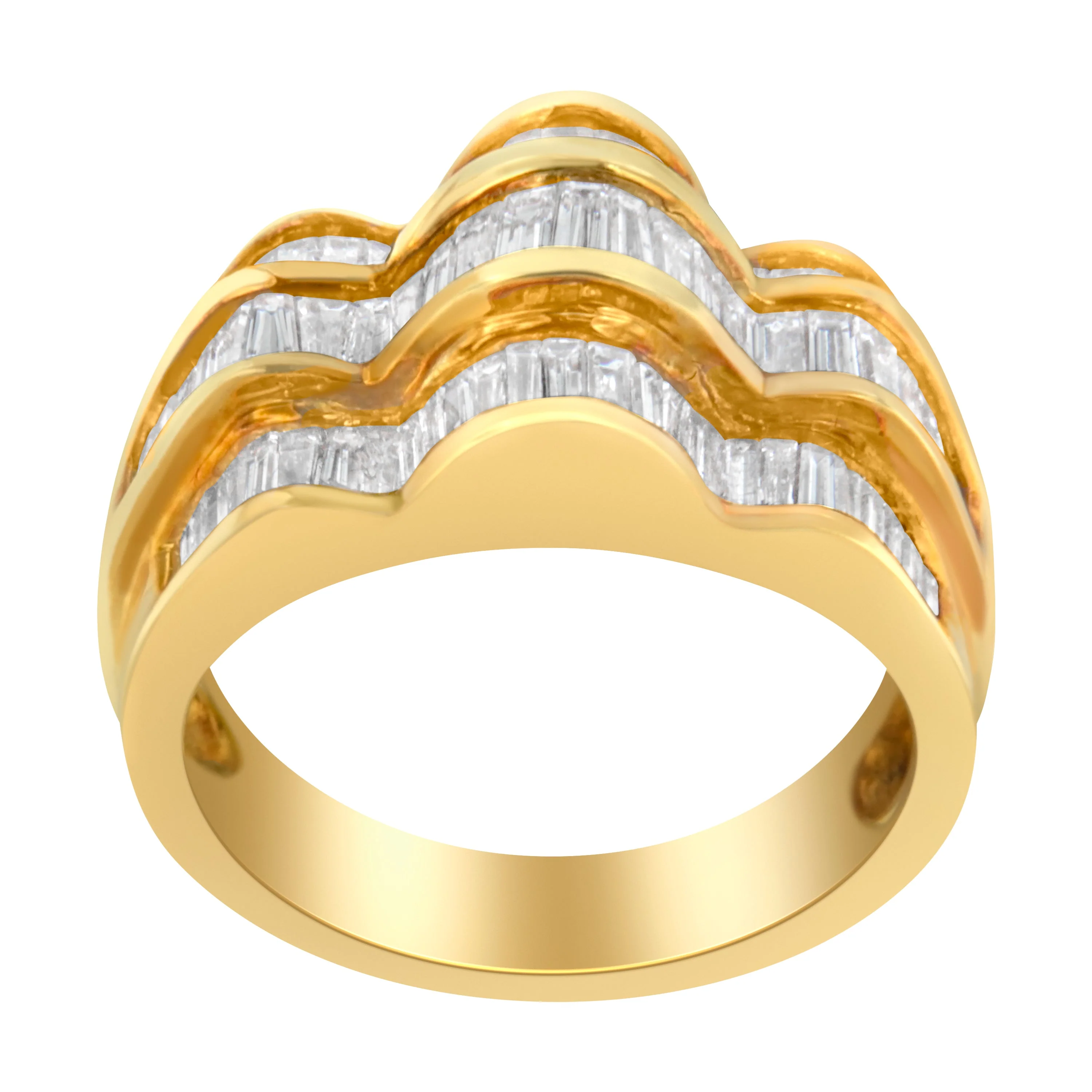 14KT Yellow Gold Diamond Multi-Row Band Ring (1 1/4 cttw, H-I Color, SI1-SI2 Clarity) - Image 2