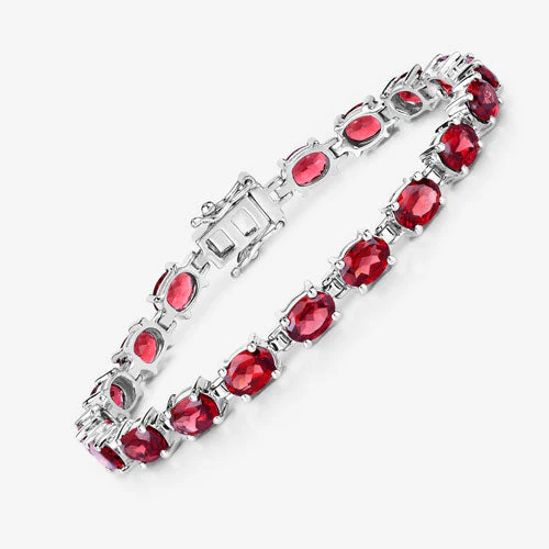 15.30 Carat Genuine Garnet .925 Sterling Silver Bracelet - Image 11