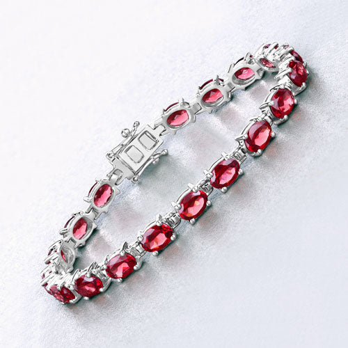 15.30 Carat Genuine Garnet .925 Sterling Silver Bracelet - Image 8